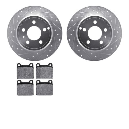 DYNAMIC FRICTION CO 7602-27019, Rotors-Drilled and Slotted-Silver with 5000 Euro Ceramic Brake Pads, Zinc Coated 7602-27019